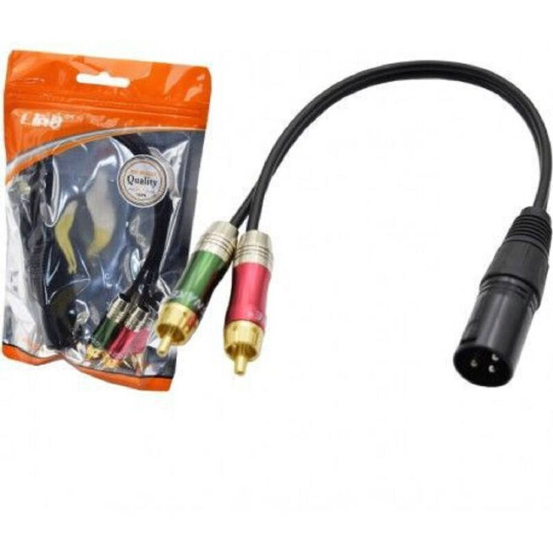 foto del prodotto trade shop traesio linq cavo adattatore audio da xlr maschio a 2 rca 30cm per microfono splitter kl 9245 