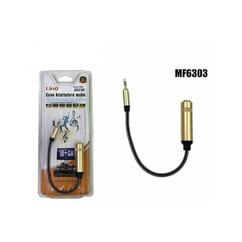 foto del prodotto trade shop traesio linq cavo adattatore audio jack 3,5mm maschio 6,35mm femmina lung 20cm linq mf6303 