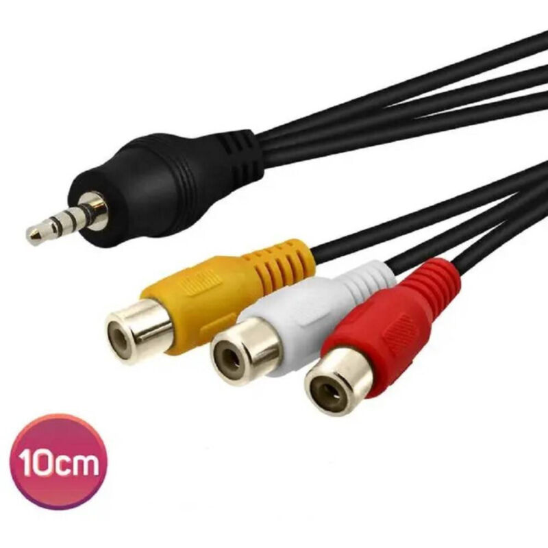 foto del prodotto trade shop traesio linq cavo adattatore audio video da jack 3.5mm maschio a 3x rca femmina 10cm av 3rca 