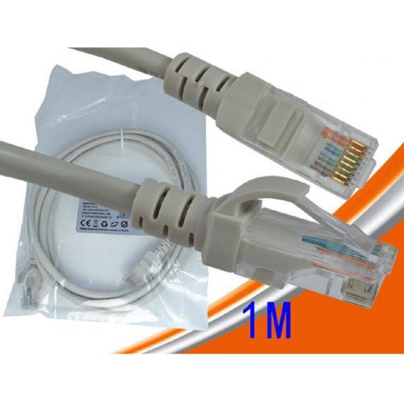 foto del prodotto trade shop traesio linq cavo di rete ethernet utp cat.5 rete lan rj45 prolunga 1 metro router modem it 1m 