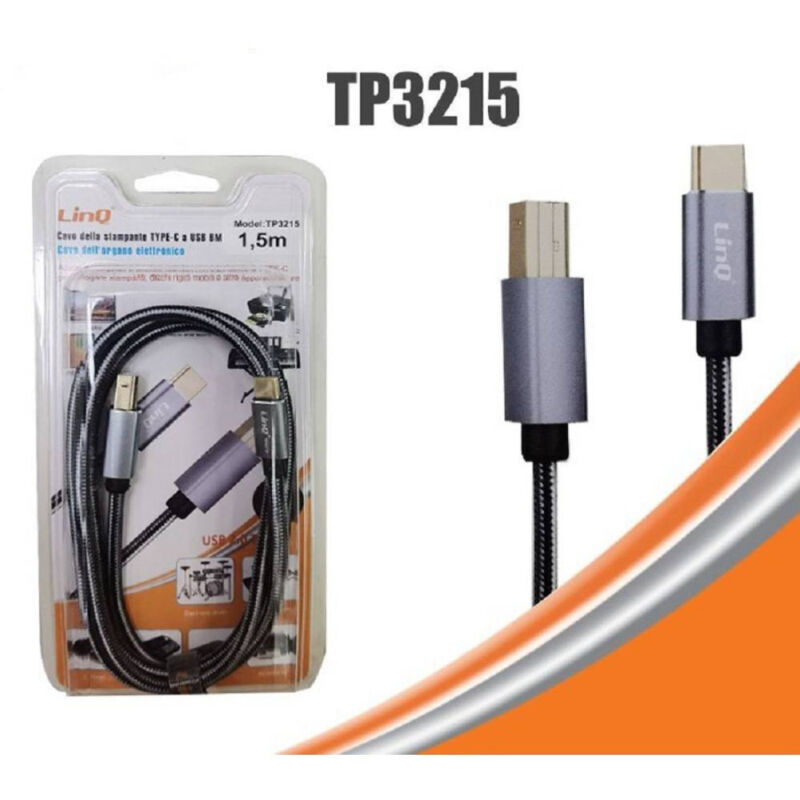 foto del prodotto trade shop traesio linq cavo stampante da type c a usb bm per organo elettronico computer 1.5mt tpc3215 