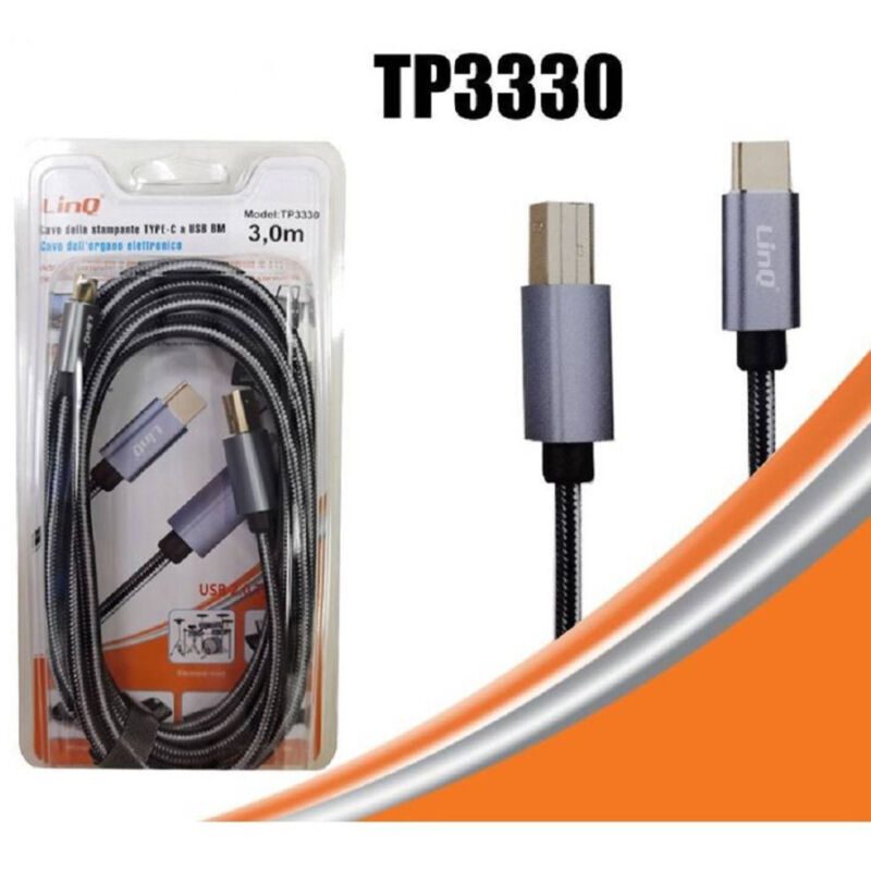 foto del prodotto trade shop traesio linq cavo stampante da type c a usb bm per organo elettronico computer 3 mt tpc3330 