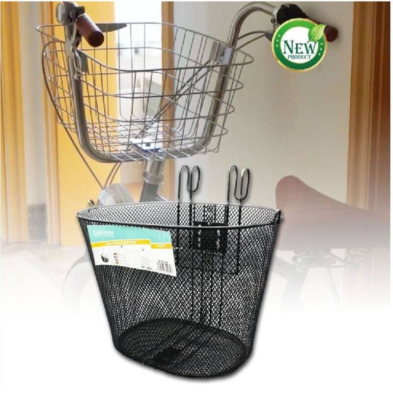foto del prodotto trade shop traesio linq cestino shopping portapacchi anteriore manubrio per bicicletta bici nero zx 9930 
