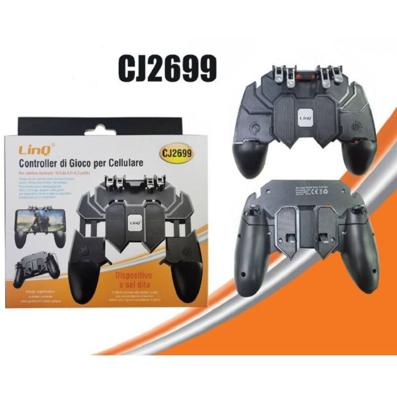 foto del prodotto trade shop traesio linq controller di gioco per cellulare smartphone impugnatura flip a 6 dita cj2699 