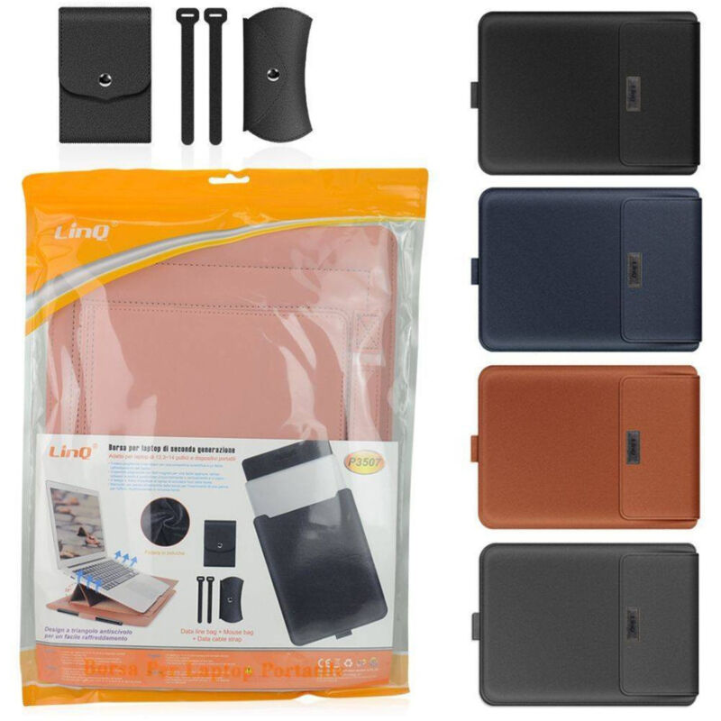 foto del prodotto trade shop traesio linq custodia borsa con stand laptop pc notebook portatile 13,3 14 vari colori p3507 