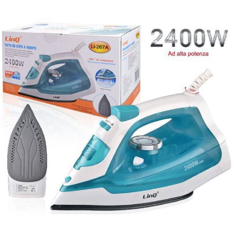 foto del prodotto trade shop traesio linq ferro da stiro a vapore steam iron 2400w 200ml li 267a getto piastra temperatura 
