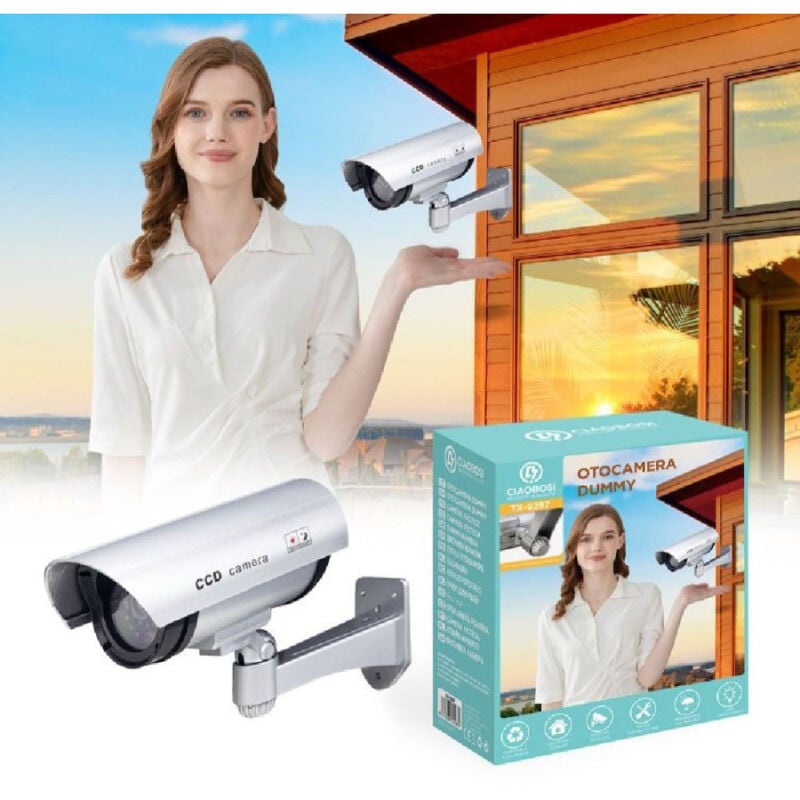 foto del prodotto trade shop traesio linq finta telecamera per casa aperto realistica imitazione telecamera dummy tx 9297 