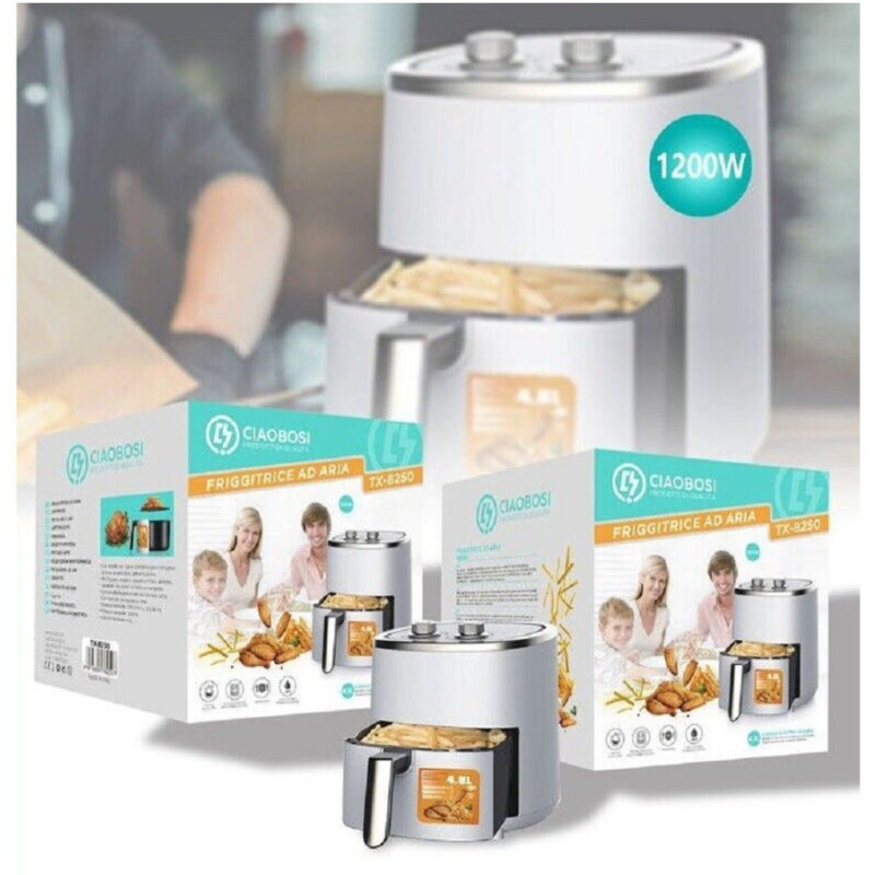 foto del prodotto trade shop traesio linq friggitrice ad aria elettrica capacit 4,8 litri potenza 1200w con timer tx 8250 