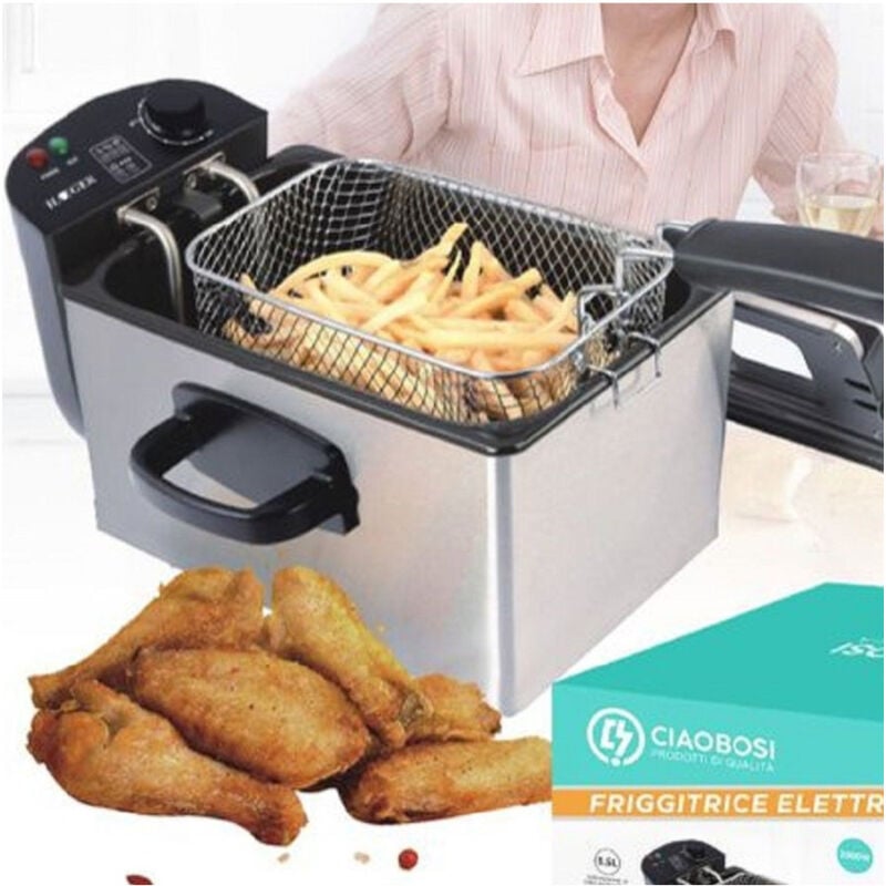 foto del prodotto trade shop traesio linq friggitrice elettrica portatile pofessionale 2000 w cesto acciaio inox tx 8254 