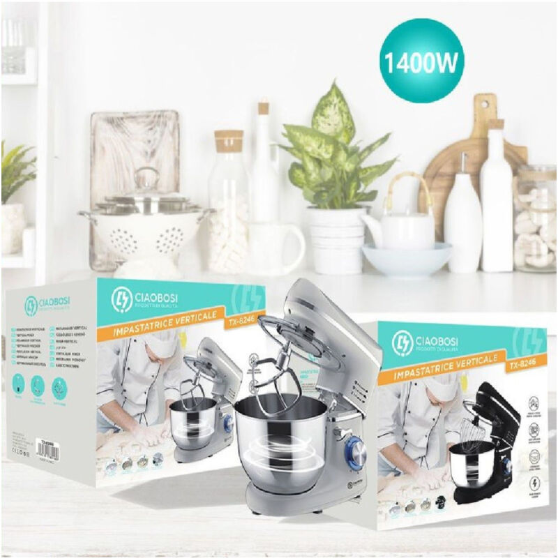 foto del prodotto trade shop traesio linq impastatrice robot da cucina con accessori 1400 watt mixer tx 8246 con ciotola 