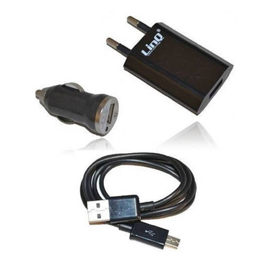 foto del prodotto trade shop traesio linq kit caricabatterie 3in1 per casa auto usb cellulari smartphone micro usb tc301s 