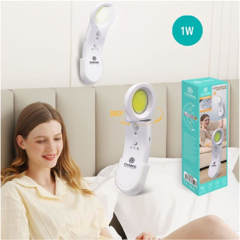 foto del prodotto trade shop traesio linq lampada luce con sensore movimento led per armadi portatile girevole 1w tx 8542 