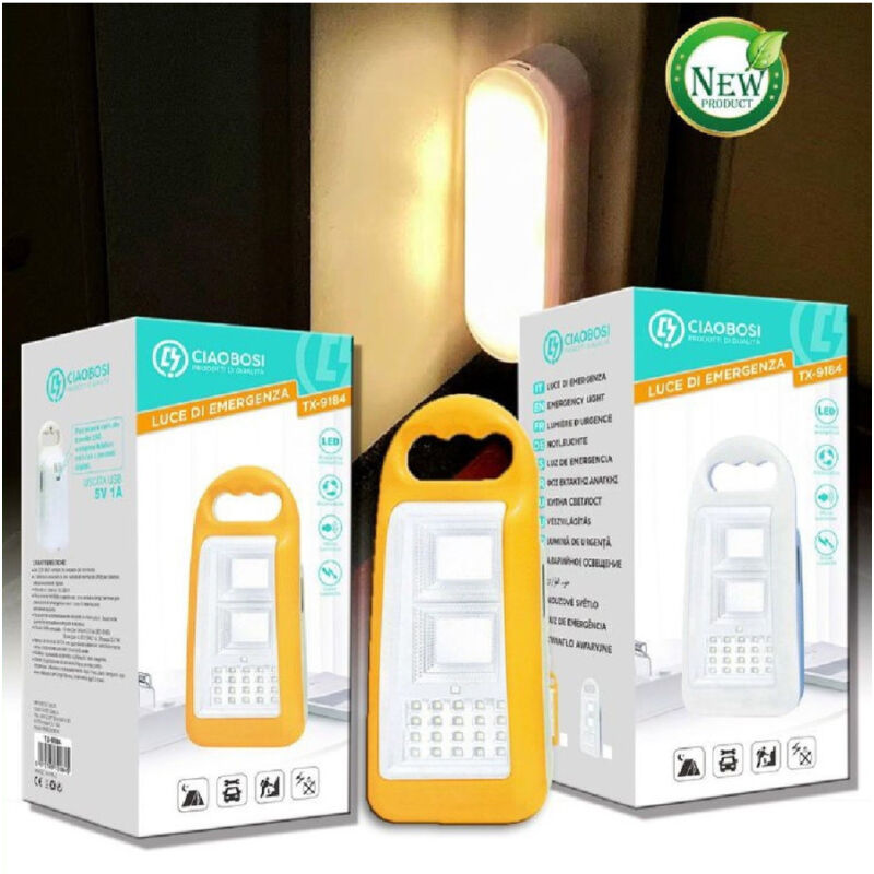 foto del prodotto trade shop traesio linq lampada luce di emergenza ricaricabile led usb 5v 1a batteria power bank tx 9184 