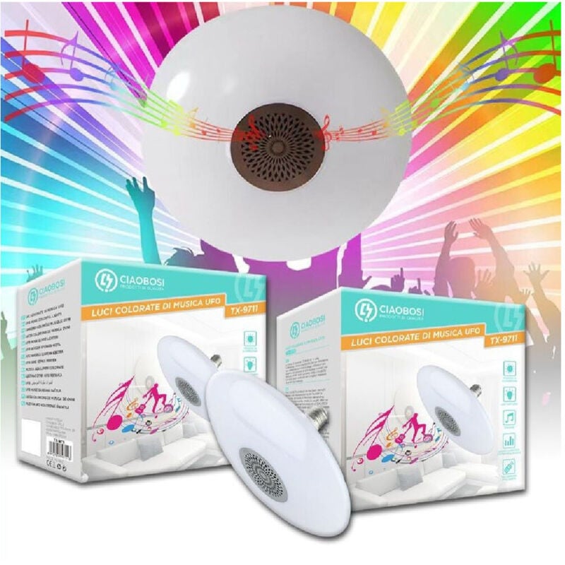 foto del prodotto trade shop traesio - linq - lampadina musicale luci colorate lampada di musica e27 ufo bluetooth 5.0 tx-9711 -