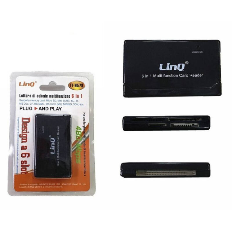 foto del prodotto trade shop traesio linq lettore schede di memoria memory card 6in1 sd tf micro sd rs mmc it h578 esterno 