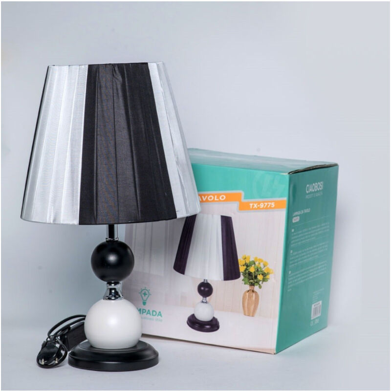 foto del prodotto trade shop traesio linq lume lampada da tavolo abat jour con paralume comodino camera casa luce tx 9775 
