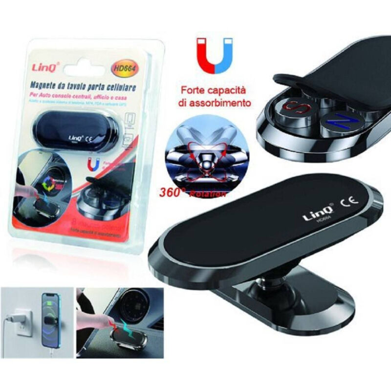 foto del prodotto trade shop traesio linq magnete porta smartphone cellulare per console centrale auto casa ufficio hd664 