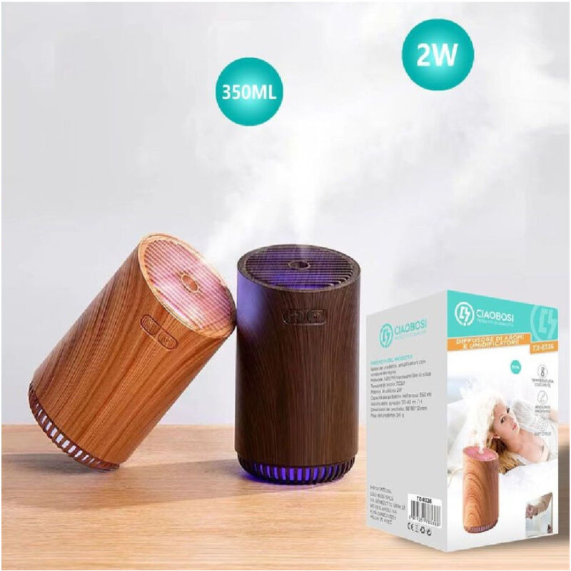 foto del prodotto trade shop traesio linq mini diffusore aromi umidificatore ultrasuoni 350ml usb aromaterapia led tx 8336 