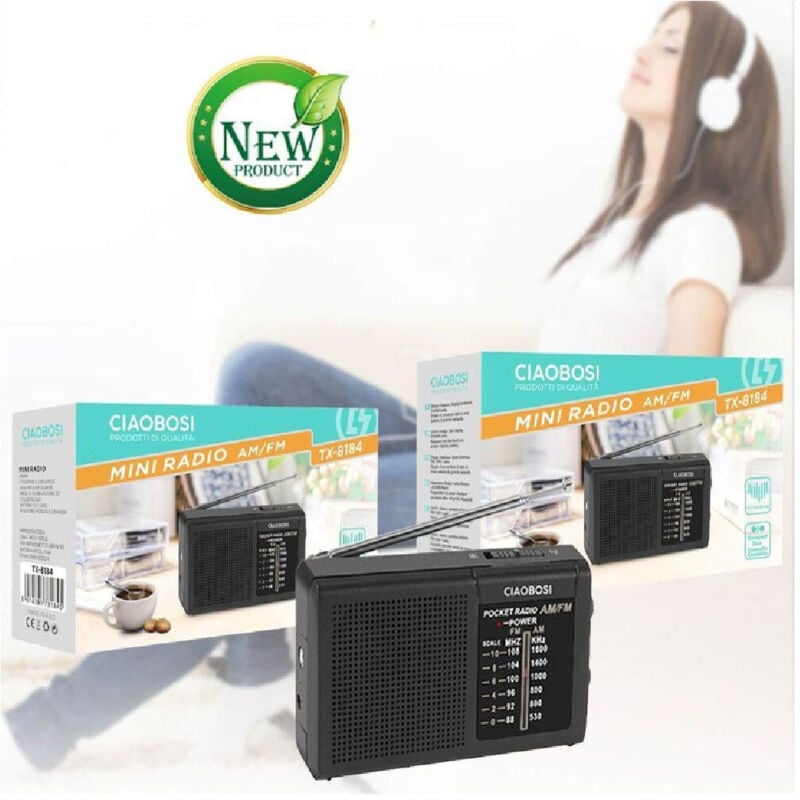 foto del prodotto trade shop traesio linq mini radio fm portatile tascabile bande am fm ricevitore audio musica tx 8184 