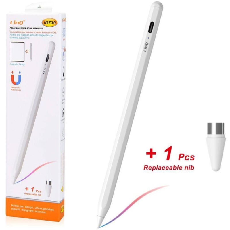 foto del prodotto trade shop traesio linq penna capacitiva attiva universale design magnetico per tablet smartphone id730 