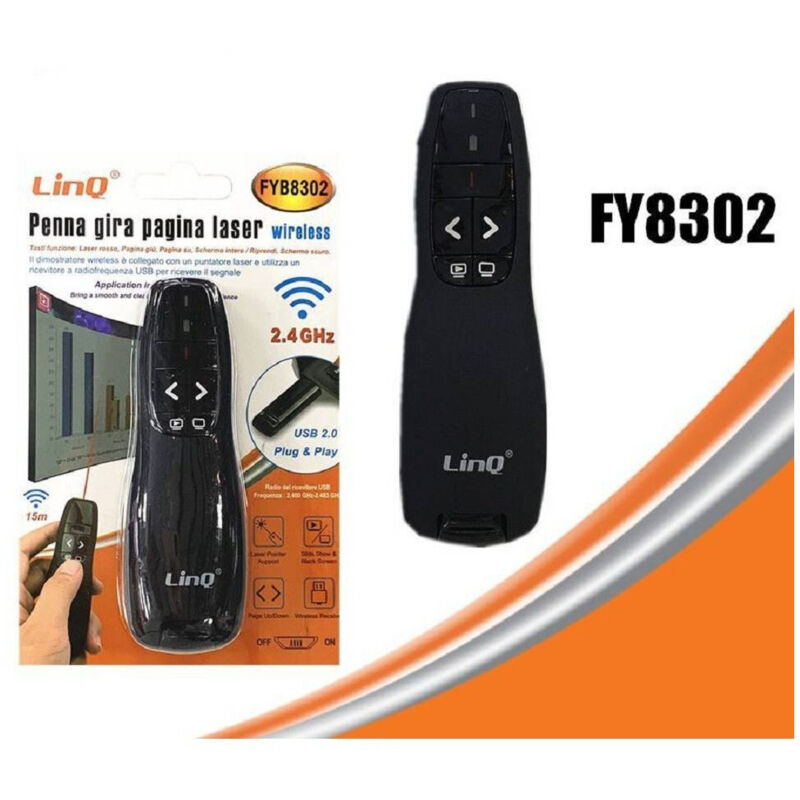 foto del prodotto trade shop traesio linq penna gira pagine laser wireless puntatore telecomando per presentazioni fy8302 