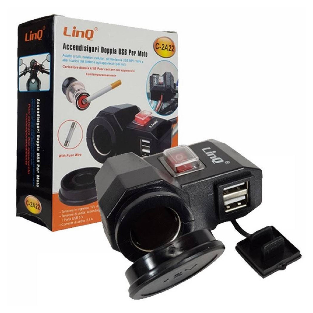 foto del prodotto trade shop traesio linq presa accedisigari con doppia porta usb per moto motocicletta scooter auto c 2a22 
