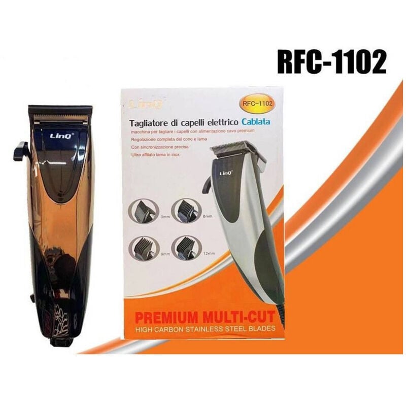 foto del prodotto trade shop traesio - linq - rasoio elettrico taglia capelli regola barba baffi basette rfc-1102 4 pettini guida -