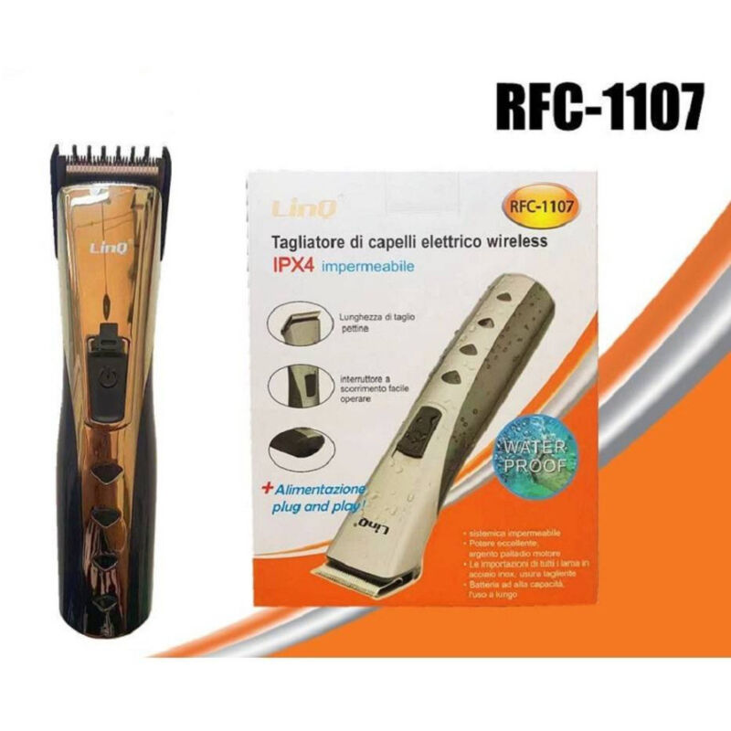 foto del prodotto trade shop traesio linq rasoio elettrico taglia capelli regola barba impermeabile ricaricabile rfc 1107 
