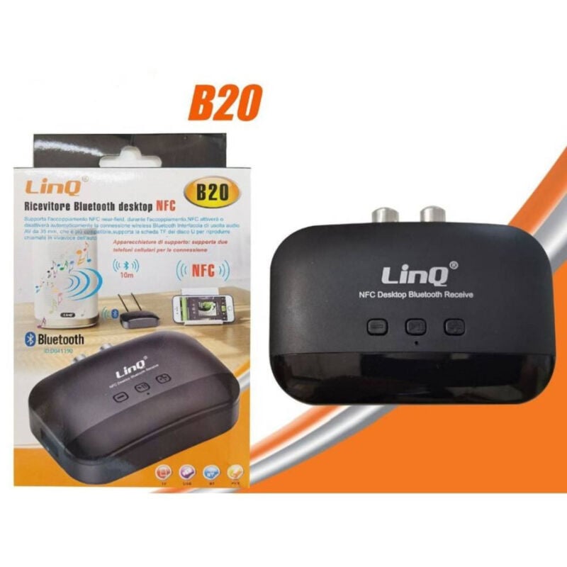 foto del prodotto trade shop traesio linq ricevitore audio streaming aux nfc bluetooth 5.0 usb disco tf tablet pc tv b20 