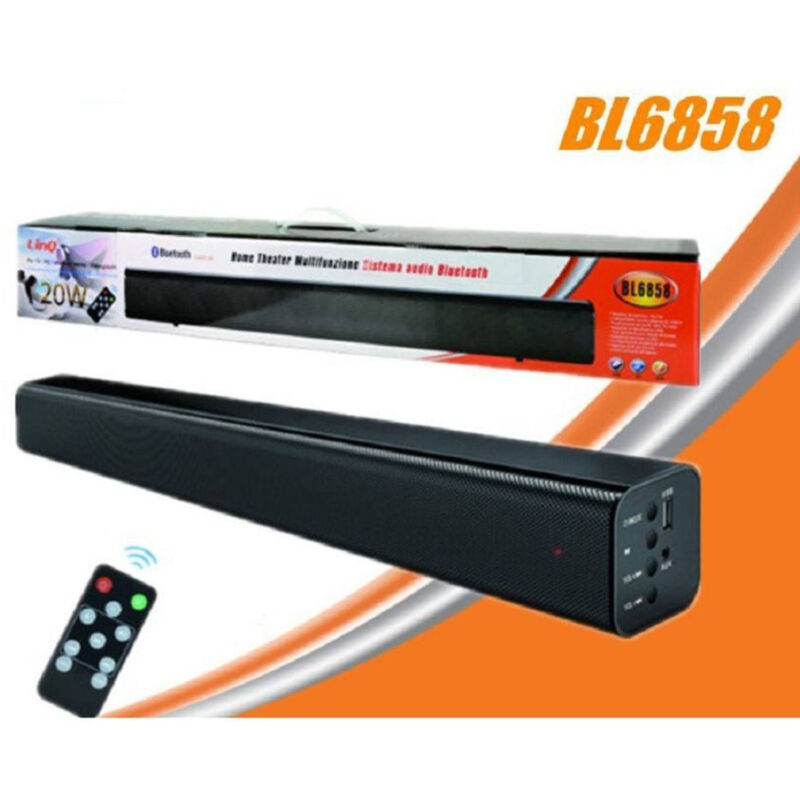 foto del prodotto trade shop traesio linq sound bar bl6858 sistema audio bluetooth home theater multifunzione 20w telecomando 