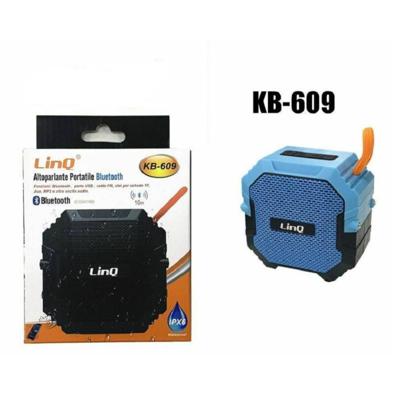 foto del prodotto trade shop traesio linq speaker cassa bluetooth portatile impermeabile usb radio fm tf linq kb 609 