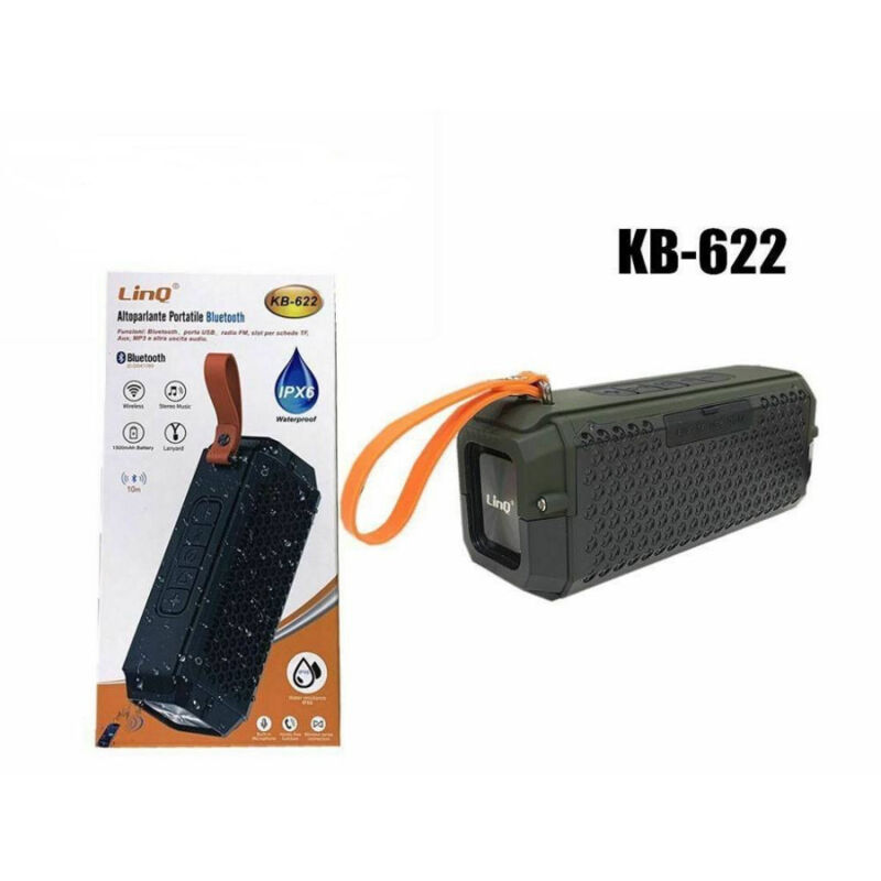 foto del prodotto trade shop traesio linq speaker cassa bluetooth portatile impermeabile usb radio fm tf linq kb 622 