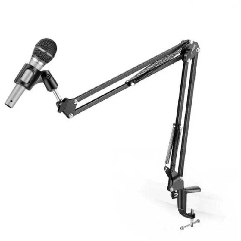 foto del prodotto trade shop traesio linq staffa braccio sospensione in metallo supporto microfono clip scrivania hd3283 