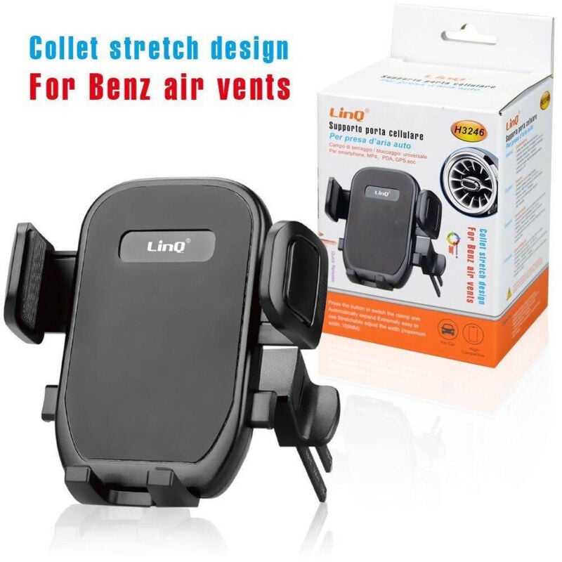 foto del prodotto trade shop traesio linq staffa supporto da auto portacellulare smartphone presa aria mercedes benz h3246 