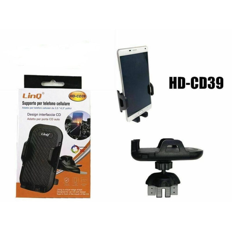 foto del prodotto trade shop traesio linq supporto da auto attacco slot cd autoradio smartphone linq hd cd39 