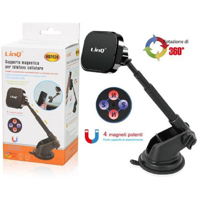 foto del prodotto trade shop traesio linq supporto da auto universale per smartphone a ventosa magnetico girevole hd2024 