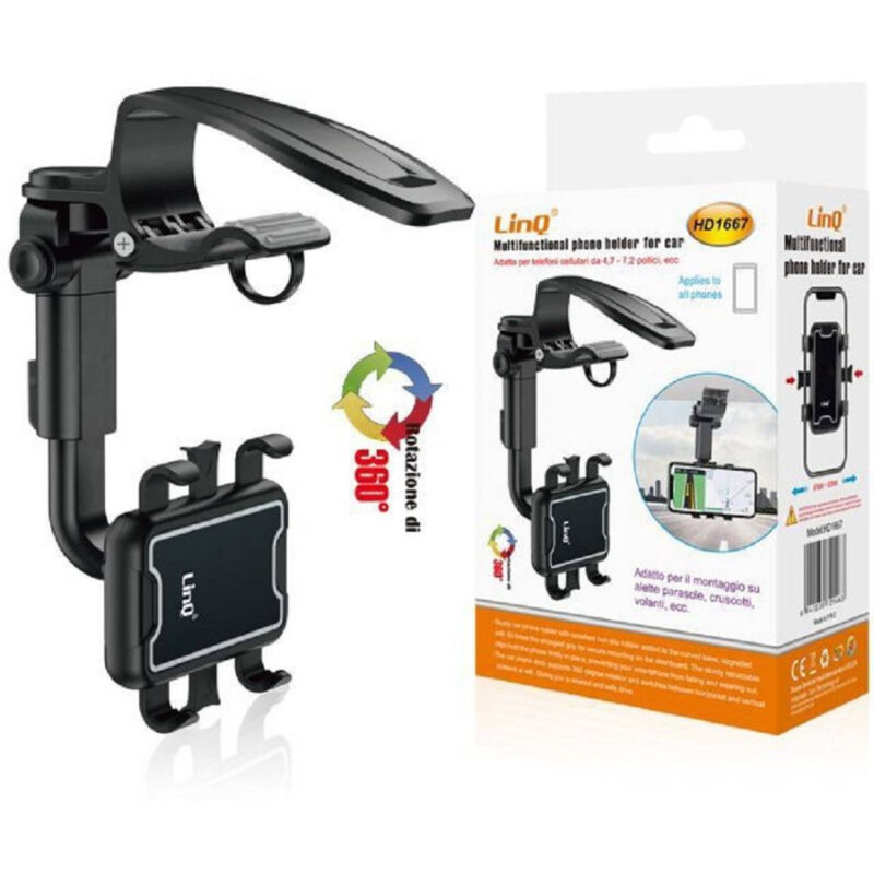 foto del prodotto trade shop traesio linq supporto per telefono cellulare multifunzionale per auto rotazione di 360 hd1667 
