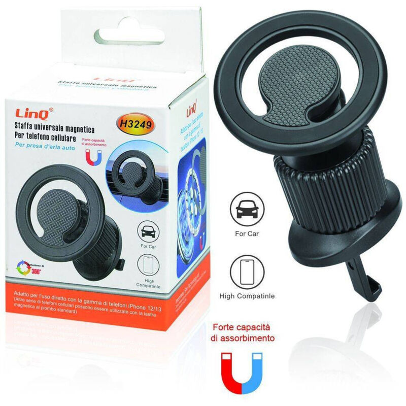 foto del prodotto trade shop traesio linq supporto staffa universale magnetica auto presa aria smartphone cellulare h3249 