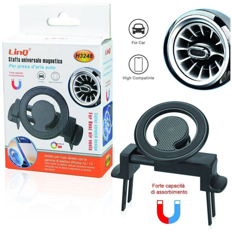 foto del prodotto trade shop traesio linq supporto universale magnetico auto presa aria per smartphone mercedes benz h3248 