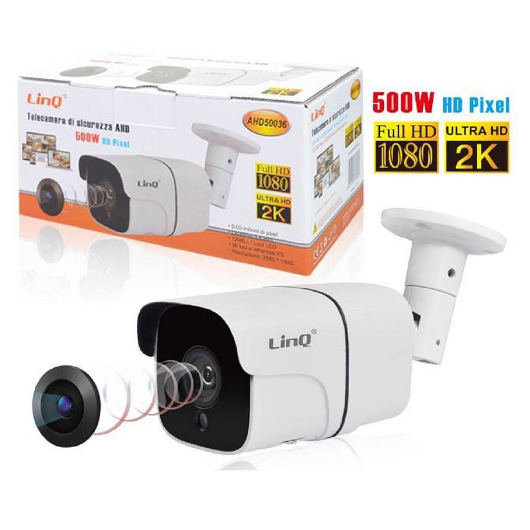 foto del prodotto trade shop traesio linq telecamera di sicurezza per dvr ahd visione notturna 3.6mm 500w 1080p ahd50036 