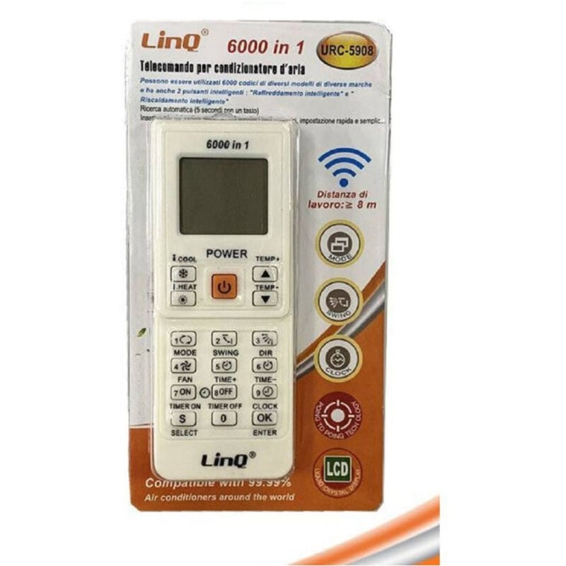 foto del prodotto trade shop traesio linq telecomando universale compatibile per condizionatori d aria 6000 in 1 urc 5908 