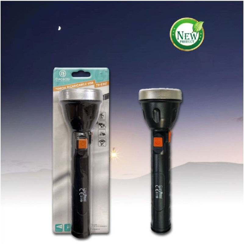 foto del prodotto trade shop traesio linq torcia ricaricabile usb elettrica luce led escursioni campeggio lavoro tx 8347 
