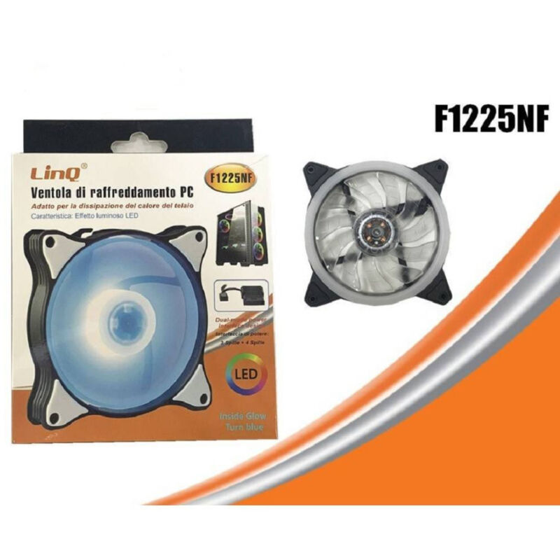 foto del prodotto trade shop traesio linq ventola raffreddamento dissipazione cooling fun per telaio pc con luce led f1225nf 