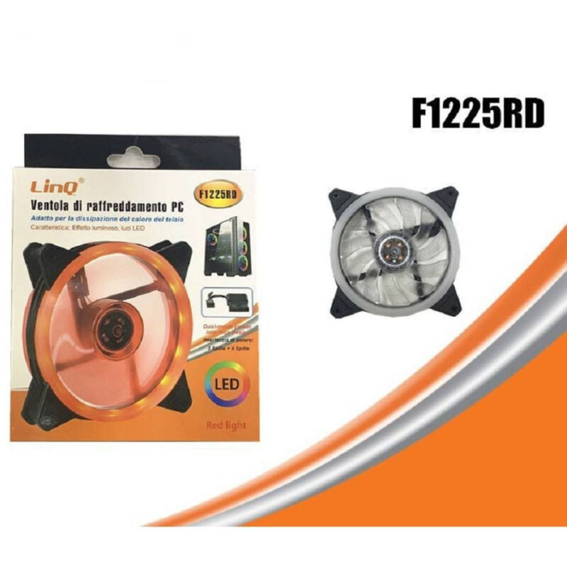 foto del prodotto trade shop traesio linq ventola raffreddamento dissipazione cooling fun per telaio pc con luce led f1225rd 