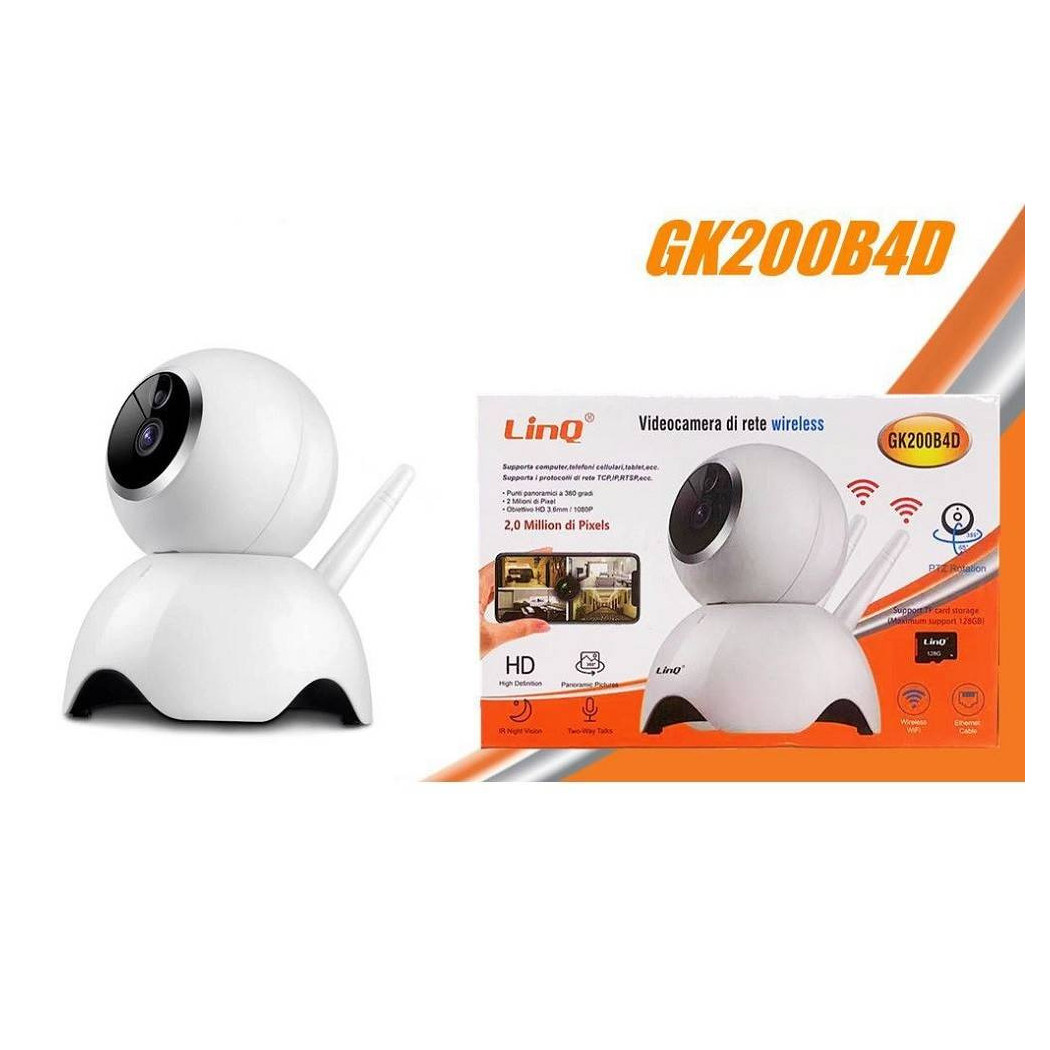 foto del prodotto trade shop traesio linq videocamera telecamera di rete wireless wifi 1080p doppia antenna hd gk200b4d 
