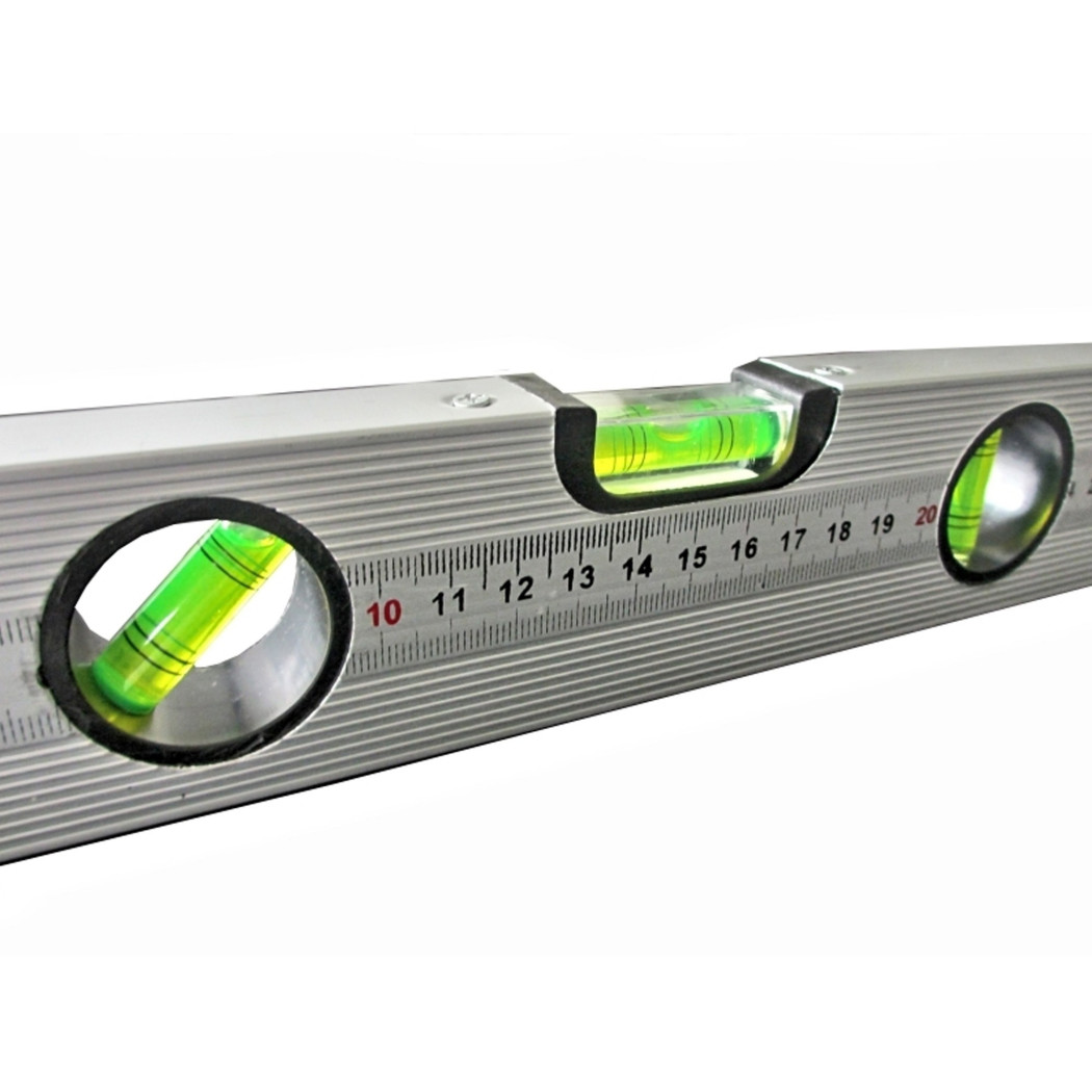 foto del prodotto trade shop traesio livella a 3 bolle 400mm metro in alluminio base magnetica resistente uv edilizi 