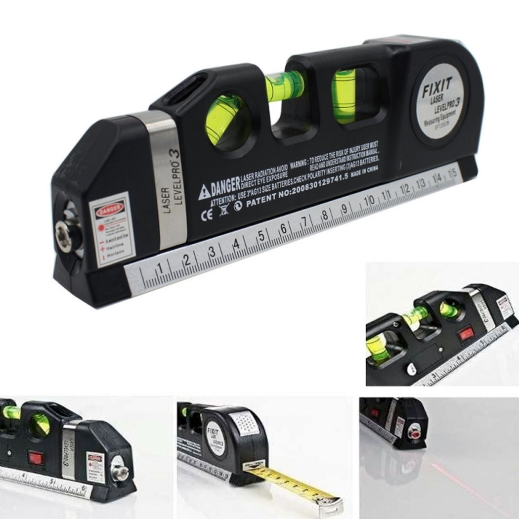 foto del prodotto trade shop traesio livella laser di precisione metro level pro 4 in 1 fai da te elettronica 250 cm 