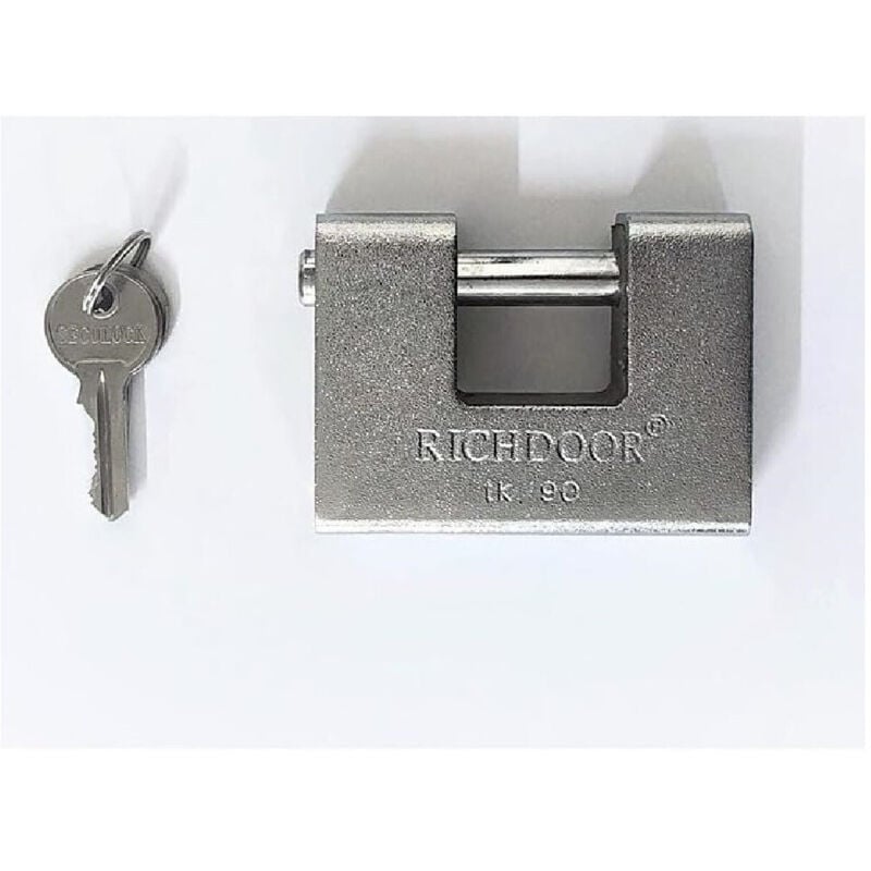foto del prodotto trade shop traesio lucchetto corazzato antiscasso 90mm con 3 chiavi antifurto corazzato 