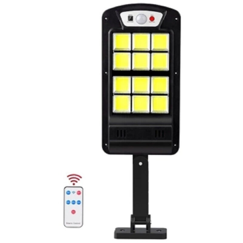 foto del prodotto trade shop traesio luce ad energia solare sensore di movimento a led staffa telecomando giardino 