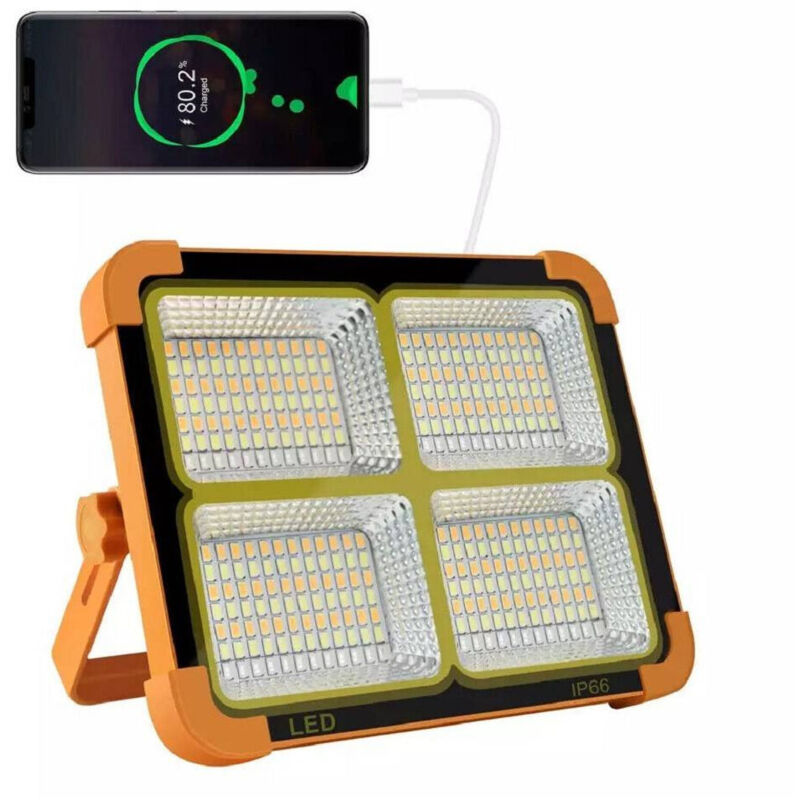 foto del prodotto trade shop traesio luce faro 120 w emergenza portatile ricaricabile pannello solare power bank usb 